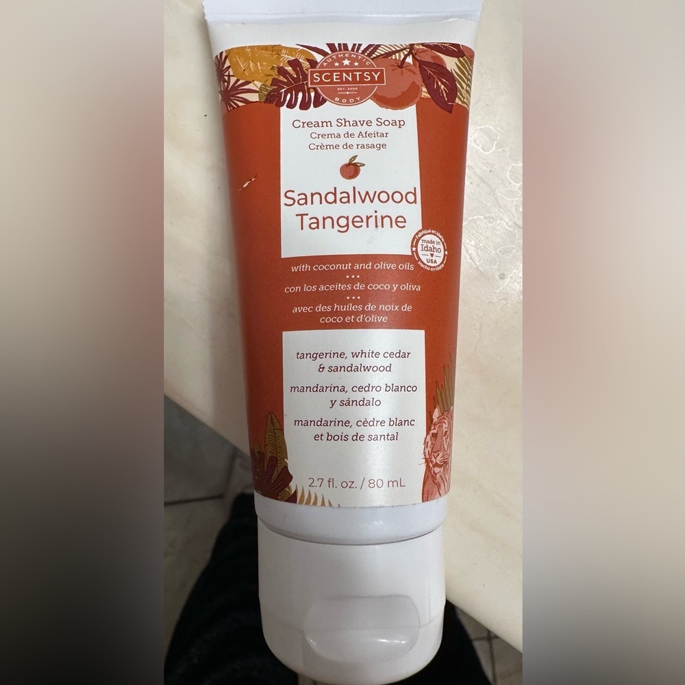 Scentsy cream shave soap.  Sandalwood Tangerine scent. NIB, retired.